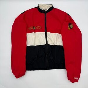 Delong Chicago Blackhawks Mens Size Large Vintage 80s NHL Jacket Red USA in Made